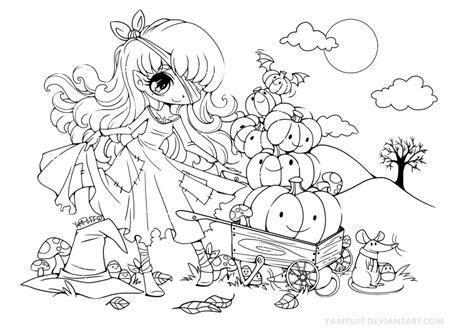 Anime Halloween Coloring Pages At Free Printable