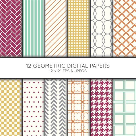 Geometric Digital Paper Geometric Scrapbook Paper Digital Etsy