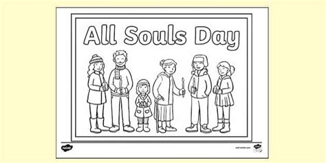 Free All Souls Day People Holding Candles Colouring Colouring Sheets