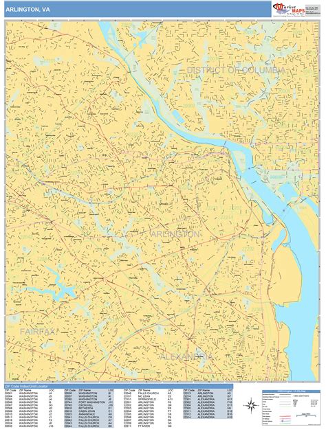 Arlington Virginia Wall Map Basic Style By Marketmaps Images And