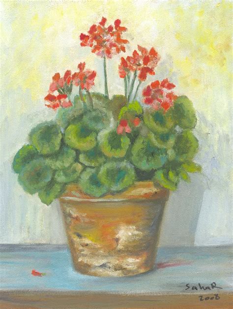 Oil Painting Geraniums