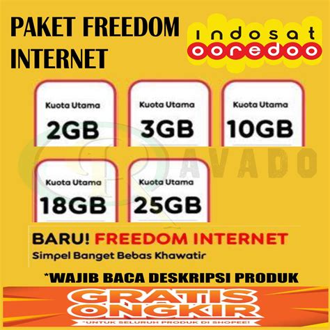 PAKET DATA KUOTA MURAH INDOSAT FREEDOM INTERNET 2GB 3GB 10GB 18GB 25GB ...