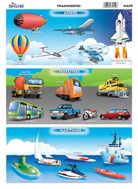 Contenidos léxicos medios de transporte. Transportes (aéreos, terrestres y marítimos) - Ediciones Bob