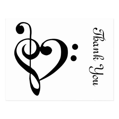 Thank You Musical Heart Postcard Zazzle