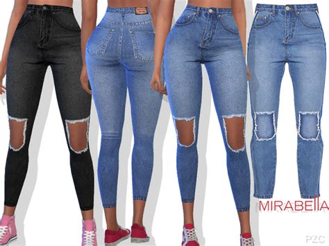 The Sims Resource Summer Ripped Denim Jeans Mirabella By Pinkzombiecupcakes Sims Downloads