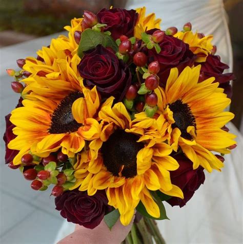 Shop all of the artificial sunflowers and gerbera daisies at the brides bouquet. Love maroon with the bright yellow sunflowers for a fall ...