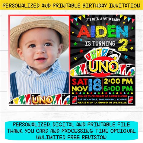 Shop by playing card type. Uno Invitation - Uno Card Game Birthday Party Invite ...