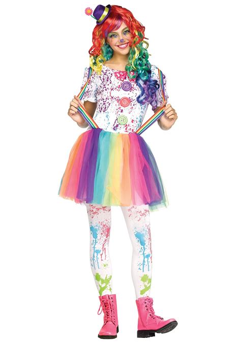Teen Crazy Color Clown Costume
