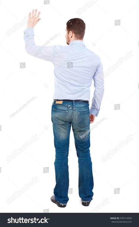 Back View Beautiful Business Man Welcomes Stock Photo Edit Now 476714359