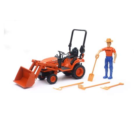 Kubota Compact Tractor W Front Loader And Figure New Ray Ss 33433 1
