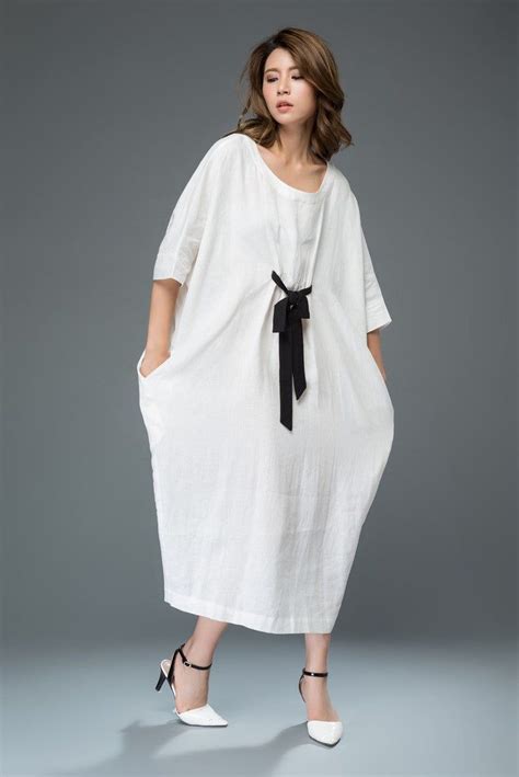 White Linen Dress Loose Fitting Casual Or Smart Women S Etsy In 2020