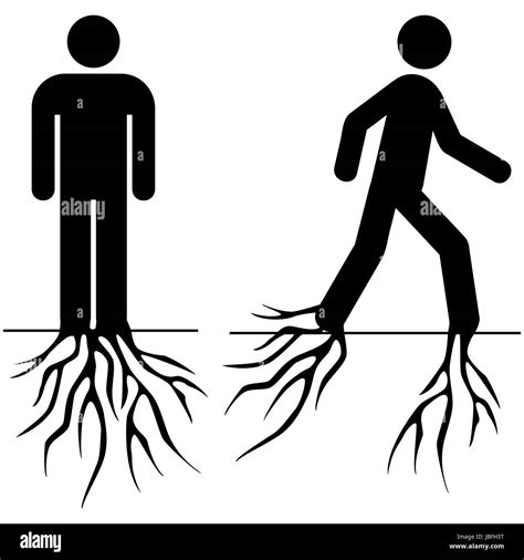 Concept Illustration Showing A Man Standing Rooted To The Ground And