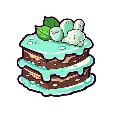 013 Chocolate Mint Cake Sticker Cool Colors And Kawaii Clipart