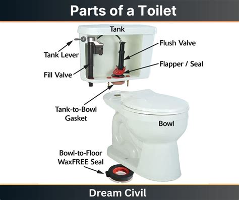 Parts Of A Toilet With Parts Of Toilet Seat And Tank