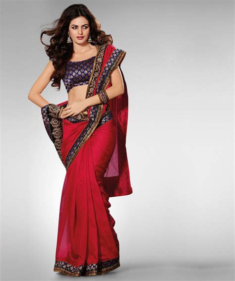 Incredibal Indian Wears Brijraj Poly Dupion Red Silk Saree With Brocade Blouse