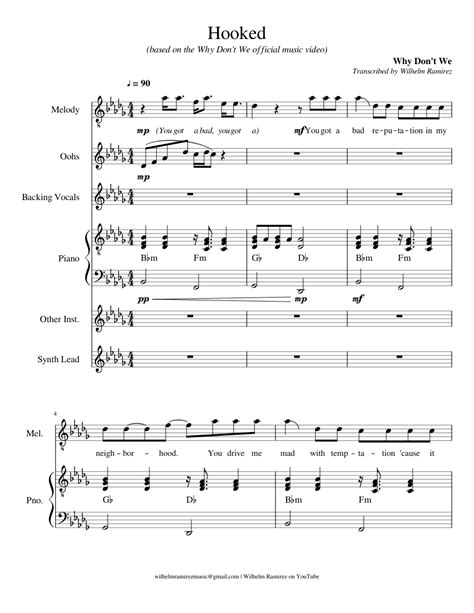 Why Dont We Hooked Transcription Sheet Music For Piano Download