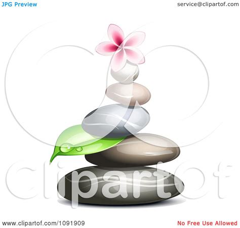 Clipart Hot Stone Massage Spa Stones With A Dewy Leaf And Frangipani