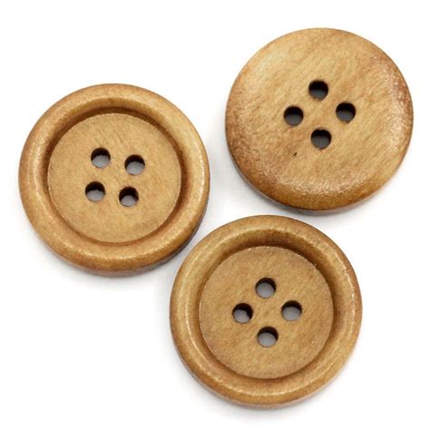 25 Brown Wooden Buttons 20mm 4 Hole Wood Button