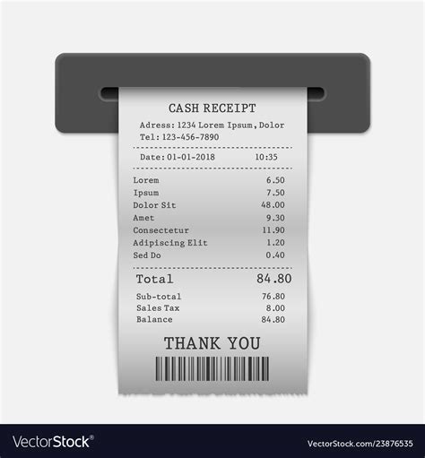 Paper Sales Printed Receipt Royalty Free Vector Image