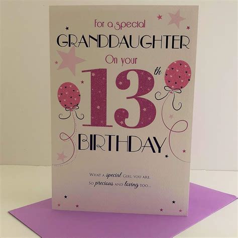 Granddaughter Sister Daughter Niece Happy 13th Birthday Card For Girls