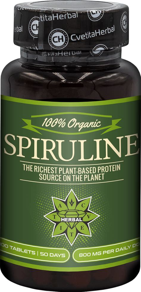 Spiruline 100 Органична Спирулина 100 таблетки х 400 Mg Cvetita