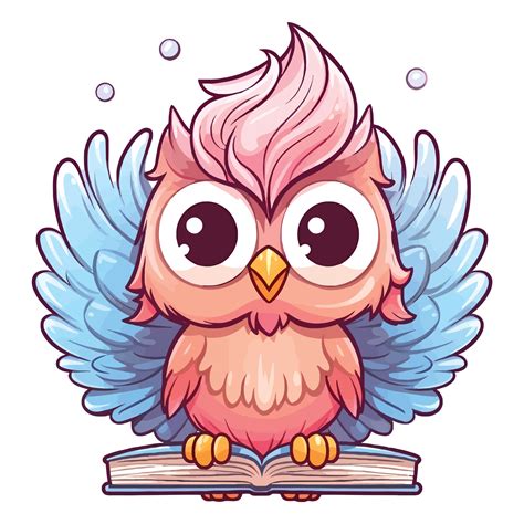 Cute Fairy Owl On Book 2d Illustration Ai Generative 27234942 Png