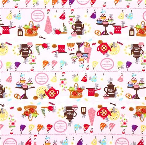 Pink Cupcake Tea Service Mouse Fabric By Kokka Japan Modes4u