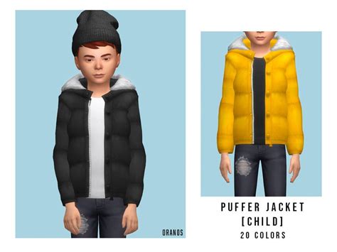 Sims 4 — Puffer Jacket Child By Oranostr — New Mesh 20 Colors