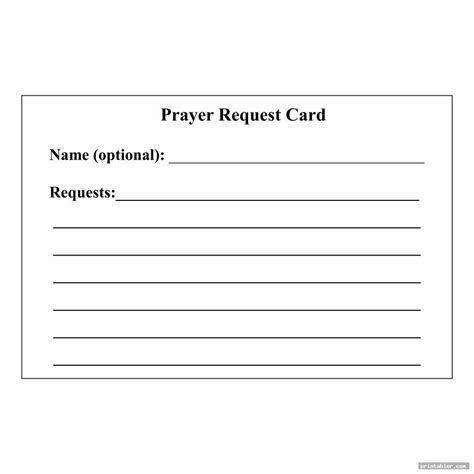 Printable Prayer Request Cards Template