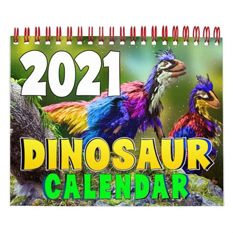 2021 Dinosaur World Calendar Kids Calendar Print