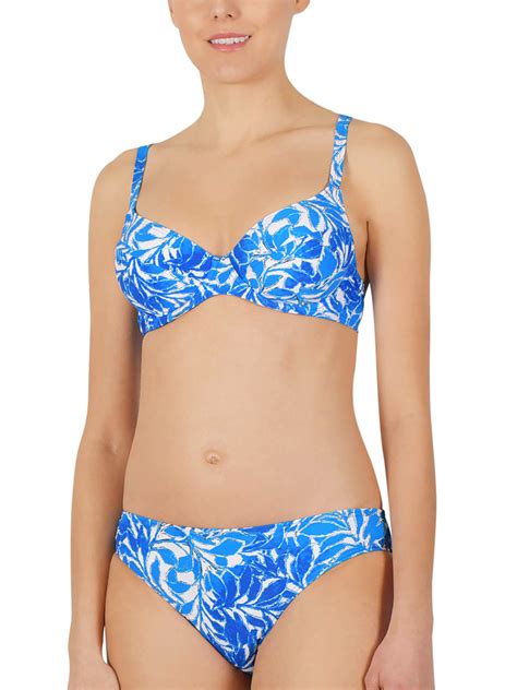 Naturana Naturana Royal Blue Leaf Print Wired Bikini Set Size