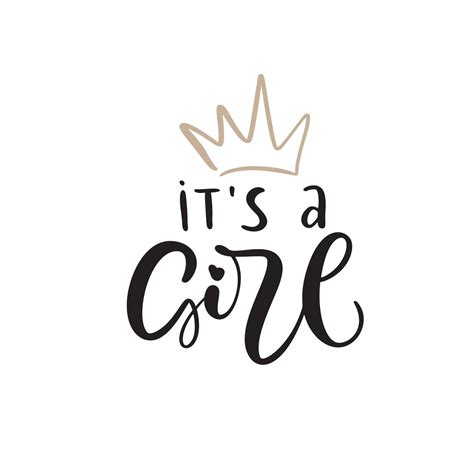 Its A Girl Vector Handwritten Baby Calligraphy Lettering Text
