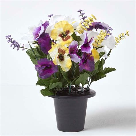 Placing artificial cemetery flowers on a loved one's grave is as honorable as using live plants. Cream, Lilac and Purple Artificial Flowers Pansy and Rose ...