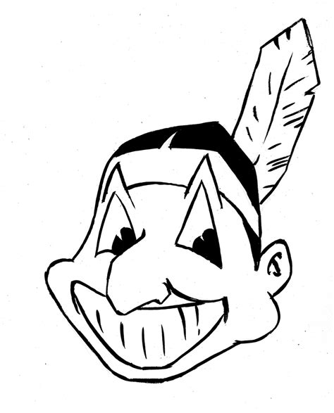 Cleveland Indians Chief Wahoo Stencil Sketch Coloring Page