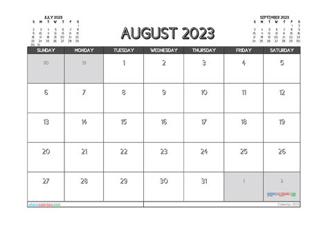 Free August 2023 Calendar With Holidays Pdf And Image