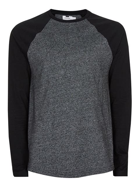 Lyst Topman Gray Contrast Long Sleeve T Shirt In Black