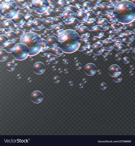 Soap Bubble On Transparent Background Realistic Vector Image