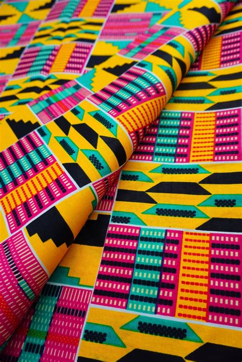 Pink African Kente Print Fabric By The Yard Kente Cloth 100 Etsy