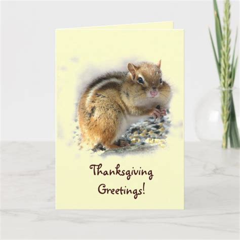 Chipmunk Thanksgiving Holiday Card Thanksgiving Invitation