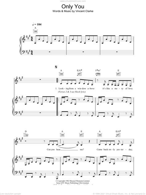 Yazoo Only You Sheet Music For Voice Piano Or Guitar Pdf