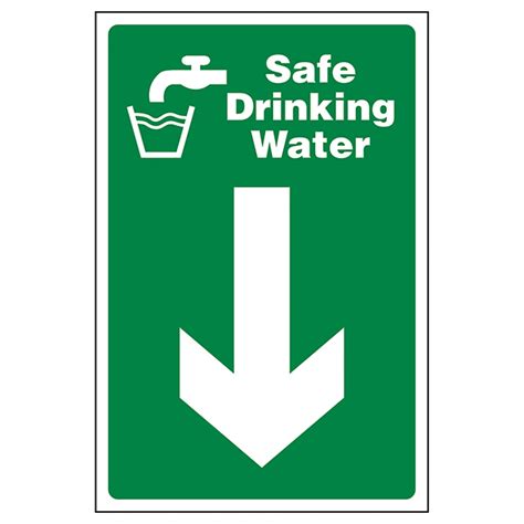 Safe Drinking Water Arrow Down First Aid Signs Safety Signs