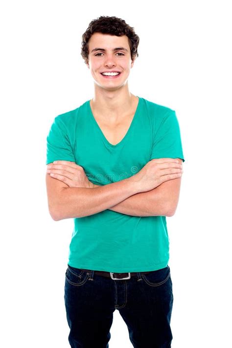 Portrait Of A Serious Casual Man With Folded Arms Stock Photo Image