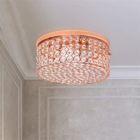 Elegant Designs Elipse 2 Light 12 In Rose Gold Flush Mount Light In The