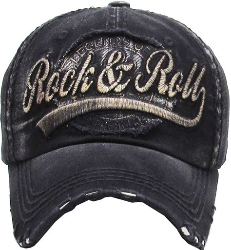 Rock N Roll Vintage Distressed Baseball Cap Dad Hat Adjustable Wash