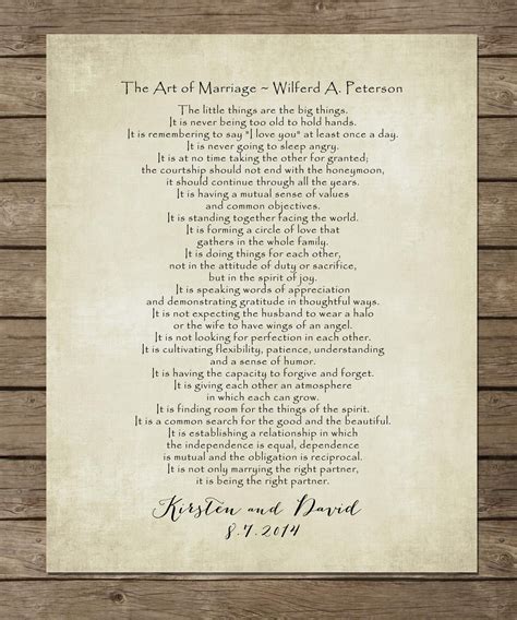 The Art Of Marriage Poem Print Personalized Wedding Blessing Etsy In