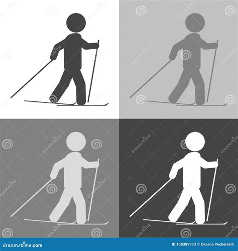 Vector Sport Set Icon Athlete On Skis Stock Vector Illustration Of