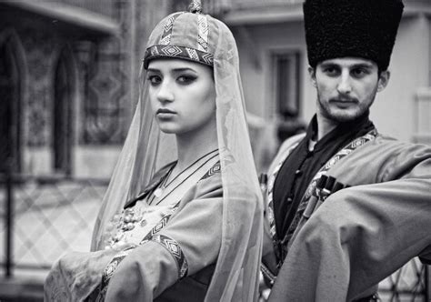 Caucasus People Traditional Costumes Of Georgia Man Woman Georgia