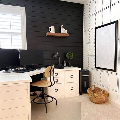 Office With Black Shiplap Wall Soul And Lane