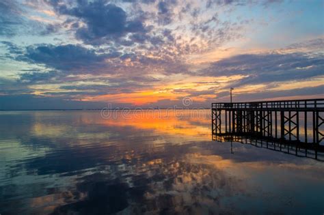 Beautiful Sky At Sunset Above Mobile Bay On The Alabama Gulf Coast
