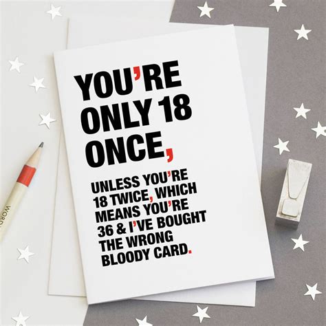 Funny 18th Birthday Card Sarcastic 18th Card Happy 18th Birthday Witty 18th Card Funny Coming Of